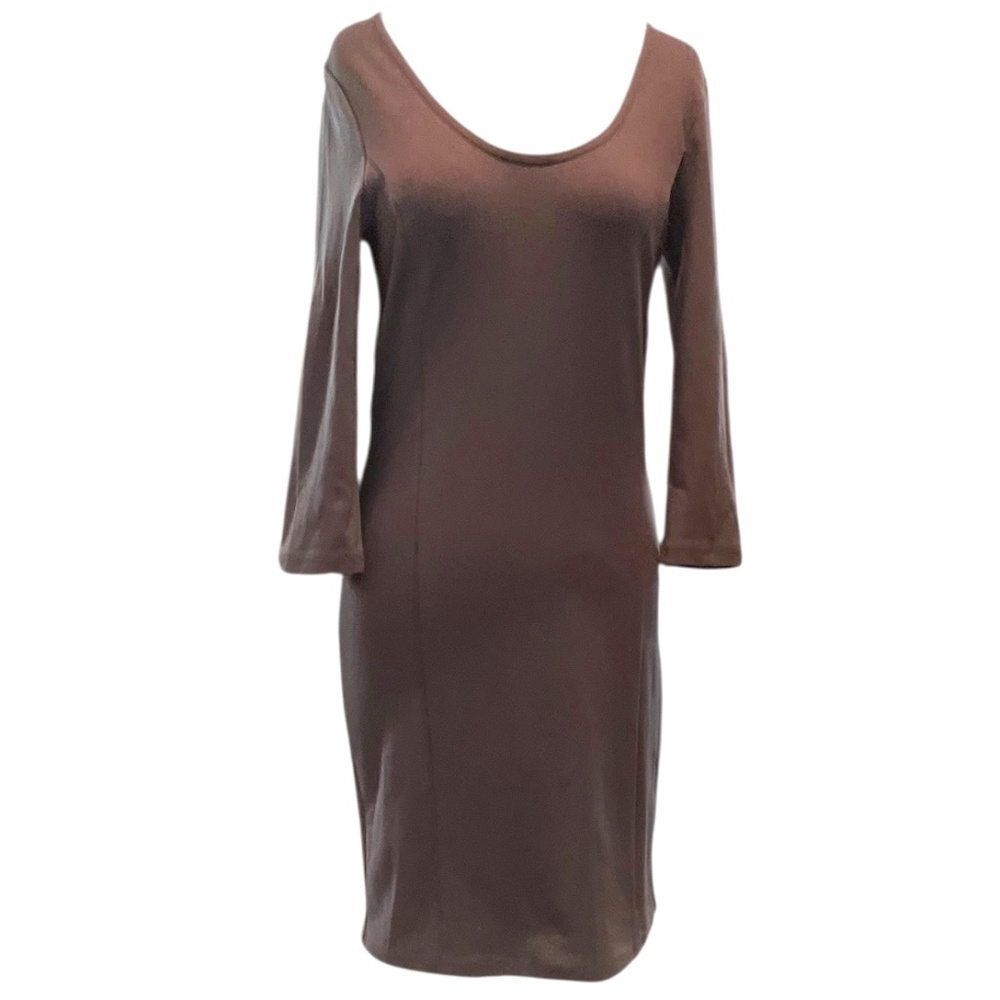 Frenchi Women's Body-con Scoop-Neck Gray Pullover Knee Length‎ 3/4 Sleeves Dress